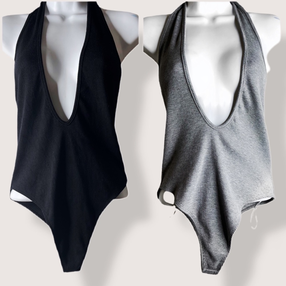 Bobbi Rocco Ribbed Halter Bodysuits  *Bundle of 2* NWOT